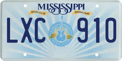 MS license plate LXC910