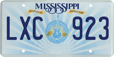 MS license plate LXC923