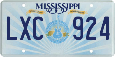 MS license plate LXC924