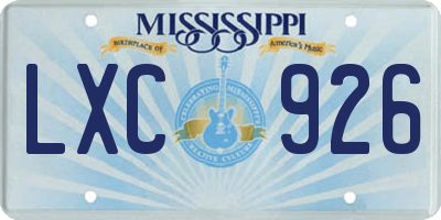 MS license plate LXC926
