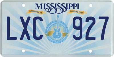 MS license plate LXC927