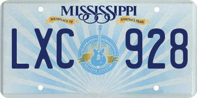 MS license plate LXC928