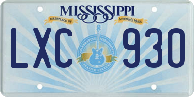 MS license plate LXC930