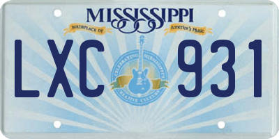 MS license plate LXC931