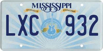 MS license plate LXC932