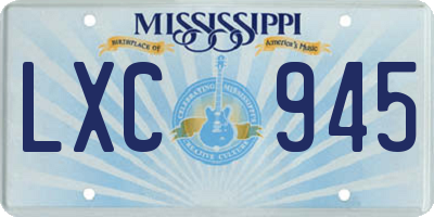 MS license plate LXC945