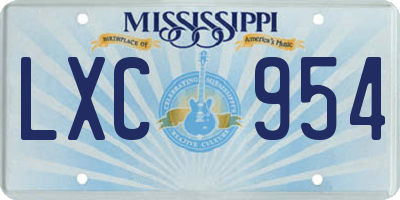 MS license plate LXC954