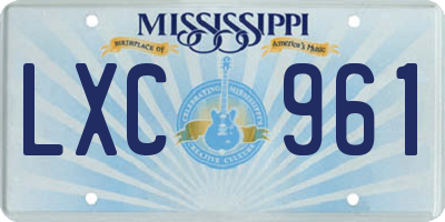 MS license plate LXC961