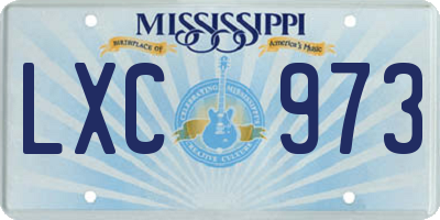 MS license plate LXC973