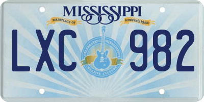 MS license plate LXC982