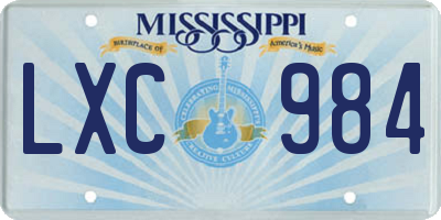 MS license plate LXC984