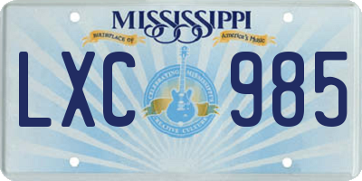 MS license plate LXC985