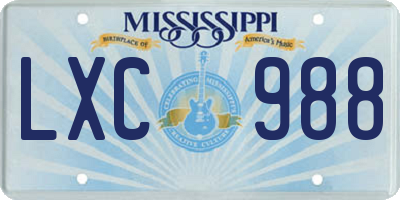 MS license plate LXC988