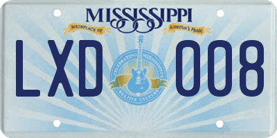 MS license plate LXD008