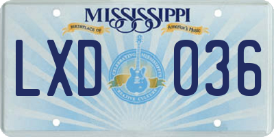 MS license plate LXD036