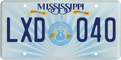 MS license plate LXD040