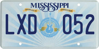 MS license plate LXD052