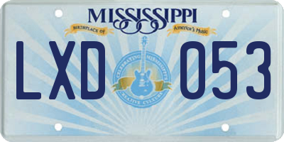 MS license plate LXD053