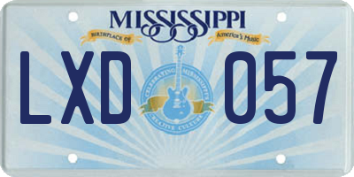 MS license plate LXD057