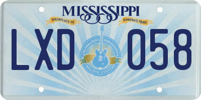 MS license plate LXD058