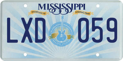 MS license plate LXD059