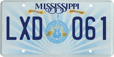 MS license plate LXD061