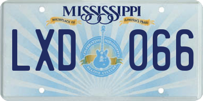 MS license plate LXD066