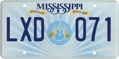 MS license plate LXD071