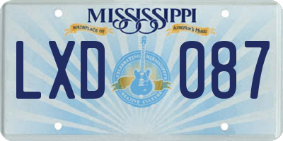 MS license plate LXD087