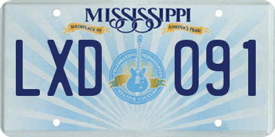 MS license plate LXD091