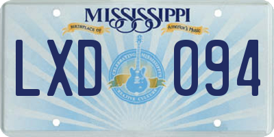 MS license plate LXD094