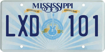 MS license plate LXD101