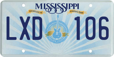 MS license plate LXD106