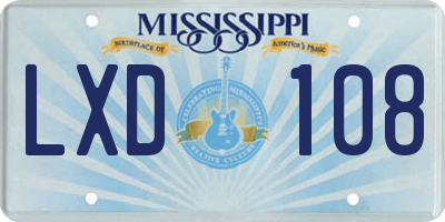 MS license plate LXD108