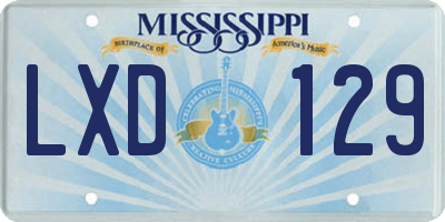MS license plate LXD129