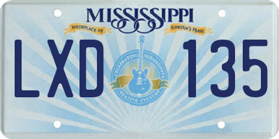 MS license plate LXD135