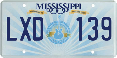 MS license plate LXD139