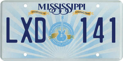 MS license plate LXD141