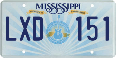 MS license plate LXD151
