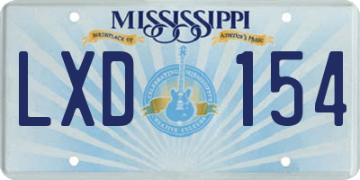MS license plate LXD154