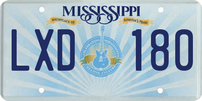 MS license plate LXD180