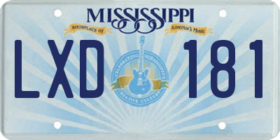 MS license plate LXD181
