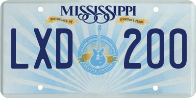 MS license plate LXD200