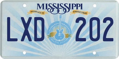 MS license plate LXD202