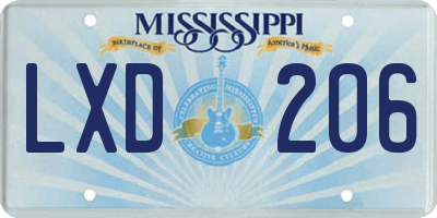 MS license plate LXD206