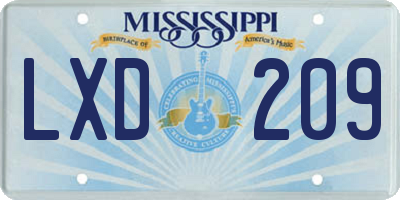 MS license plate LXD209
