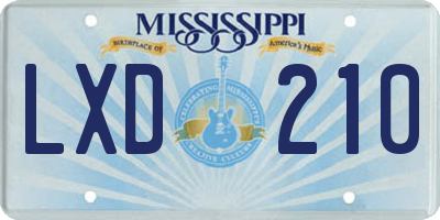 MS license plate LXD210