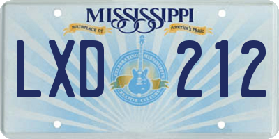 MS license plate LXD212