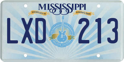 MS license plate LXD213