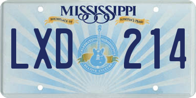 MS license plate LXD214